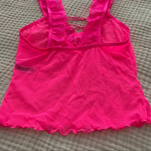Hot Pink Mesh Leg Avenue Babydoll Top - Picture 4 of 7